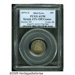 1875-CC 10C Mintmark Above Bow Seated Dime--Struc