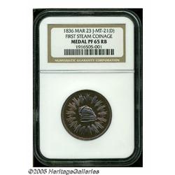 1836 First Steam Coinage Medal PR65 Red and Brown