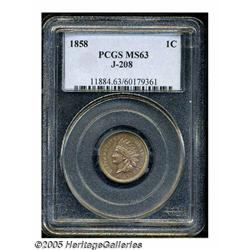 1858 P1C Indian Cent, Judd-208, Pollock-259, Snow