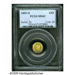 1853-O G$1 MS62 PCGS. One of the more frequently 