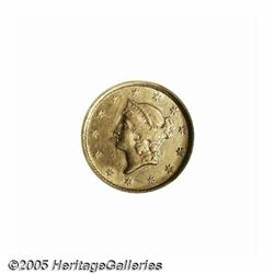 1854-D G$1 AU58 NGC. Variety 6-H. Lustrous yellow