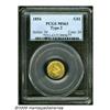 Image 3 : 1854 G$1 Type Two MS63 PCGS. Shimmering luster ba
