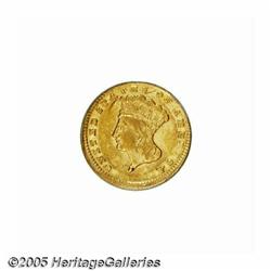 1858-D G$1 AU55 PCGS. Variety 10-M. A rare date w