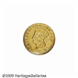 1859-D G$1 AU55 NGC. Variety 11-O, the scarcer of