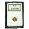 Image 1 : 1861 G$1 MS63 NGC. Sharply struck with mildly pro