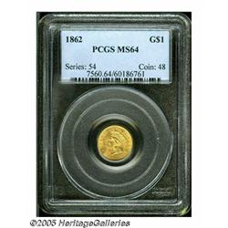 1862 G$1 MS64 PCGS. This popular Civil War date h