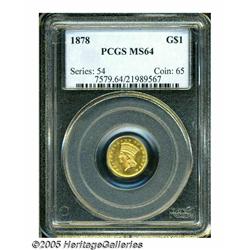 1878 G$1 MS64 PCGS. Sharply struck with rich colo