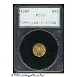 1889 G$1 MS65 PCGS. A gorgeous final year Gold Do