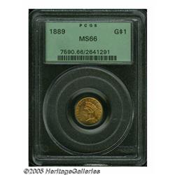 1889 G$1 MS66 PCGS. This beautiful gold dollar di