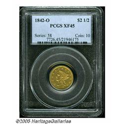 1842-O $2 1/2 XF45 PCGS. Appealing even brown-gol