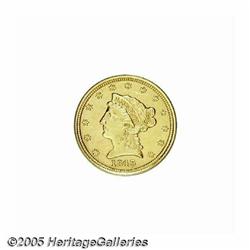 1843-D $2 1/2 Small D AU50 PCGS. Variety 4-D. A h