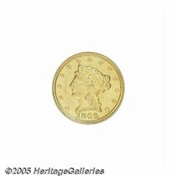 1844-C $2 1/2 AU50 PCGS. Variety 6-E. A bright an