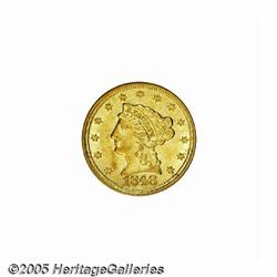 1848-D $2 1/2 AU58 PCGS. Variety 10-M. Well defin