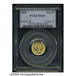 1856 $2 1/2 MS63 PCGS. A lustrous and lightly abr