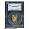 Image 1 : 1877 $2 1/2 MS61 PCGS. Highly attractive orange-g
