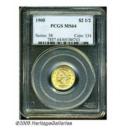 1905 $2 1/2 MS64 PCGS. The 1905 is one of the mos