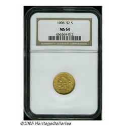 1906 $2 1/2 MS64 NGC. Sharply struck and carefull