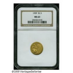 1909 $2 1/2 MS63 NGC. Very well struck with brigh