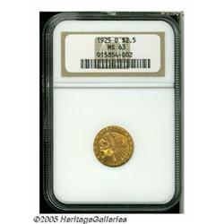 1925-D $2 1/2 MS63 NGC. A nice lightly red-gold e
