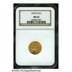 1925-D $2 1/2 MS64 NGC. Red-golden surfaces, grea
