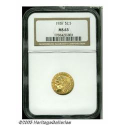 1926 $2 1/2 MS63 NGC. Very light yellow-gold exam