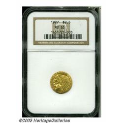 1927 $2 1/2 MS63 NGC. Lustrous yellow-gold surfac