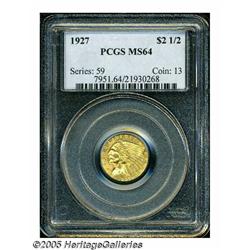 1927 $2 1/2 MS64 PCGS. Well struck with bright sa