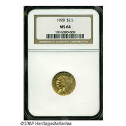 1928 $2 1/2 MS64 NGC. Unusually deep reddish-gold