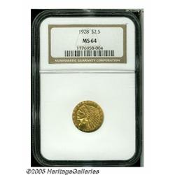 1928 $2 1/2 MS64 NGC. Well struck, lustrous, and 