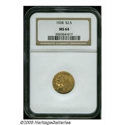 1928 $2 1/2 MS64 NGC. Rich red-gold and mint-gree