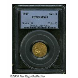 1929 $2 1/2 MS63 PCGS. Minimally abraded on the r