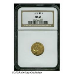 1929 $2 1/2 MS63 NGC. Well detailed and free of d