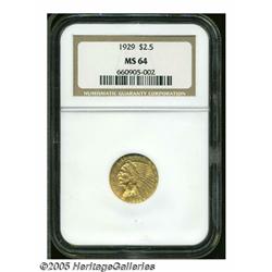 1929 $2 1/2 MS64 NGC. Rich golden example with ni