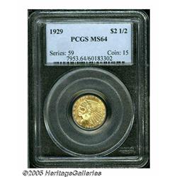 1929 $2 1/2 MS64 PCGS. Highly lustrous with only 