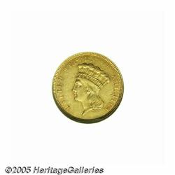 1854-O $3 AU53 NGC. A scarce date with a mintage 