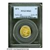 Image 3 : 1874 $3 MS62 PCGS. A bit softly struck, the surfa