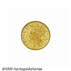 1874 $3 MS62 PCGS. Lustrous and fairly sharp for 