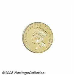 1877 $3 MS62 Deep Mirror Prooflike, Cleaned, Unce