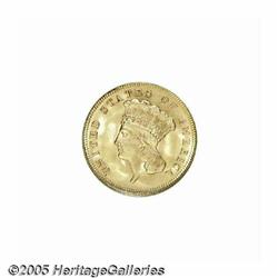 1878 $3 MS64 NGC. Swirling mint luster characteri