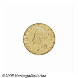 1881 $3 AU55 NGC. Brilliant with traces of mirror