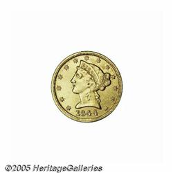 1844-D $5 AU58 Cleaned, Uncertified. Not the usua