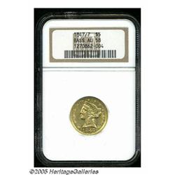 1847/7 $5 AU58 NGC. Ex: Bass. Breen-6570. A highl