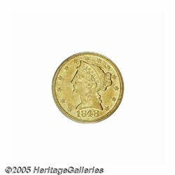 1848-D $5 AU55 PCGS. A scarce Dahlonega half eagl