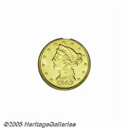 1849-C $5 MS61 PCGS. Variety 12-F. With a mintage