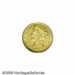 1852-C $5 MS61 PCGS. Variety 18-H. This clean pal