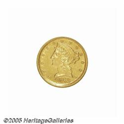 1853-D $5 Large D AU58 NGC. Variety 29-V. With a 