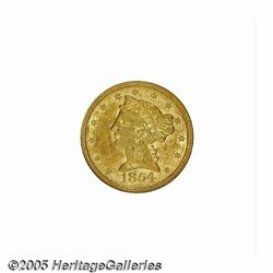 1854-C $5 AU58 NGC. Variety 22-J. The Charlotte m