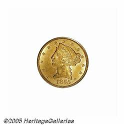 1855 $5 MS63 PCGS. A frosty Mint State example wi