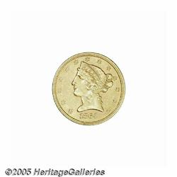 1864 $5 AU58 Cleaned, Uncertified. A very scarce 