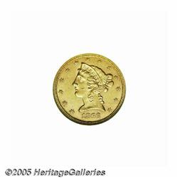 1866 $5 MS61 NGC. Bright, lustrous surfaces are w